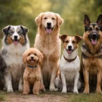 Diversidad de perros de distintas razas y un perro mestizo representando la biodiversidad canina / Prohibir la cría de perros: consecuencias científicas y culturales sobre razas y mestizos