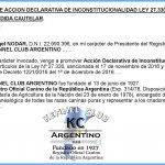 Comunicado oficial sobre acción judicial