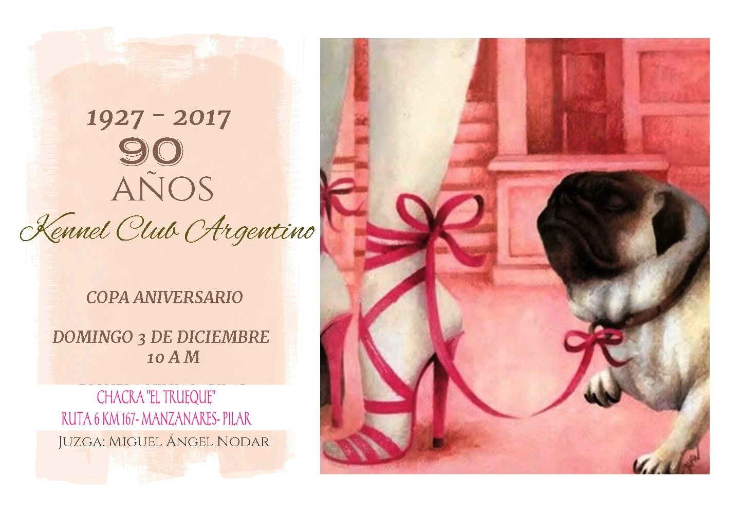 Invitación a la exposición por los 90 años del Kennel Club Argentino